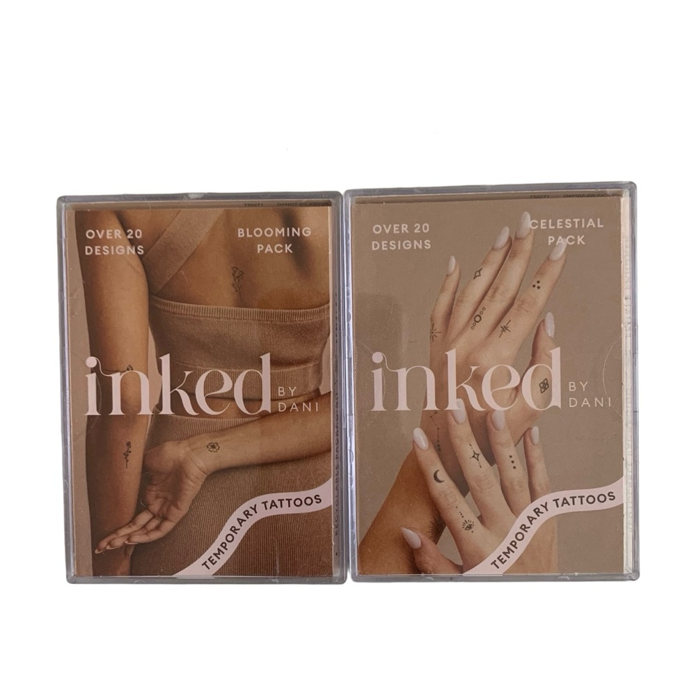 New! Lot 2 INKED By Dani Celestial Pack and Blooming Pack Temporary Tattoo